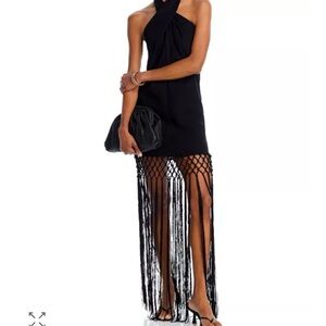 Black halter dress with Fringe